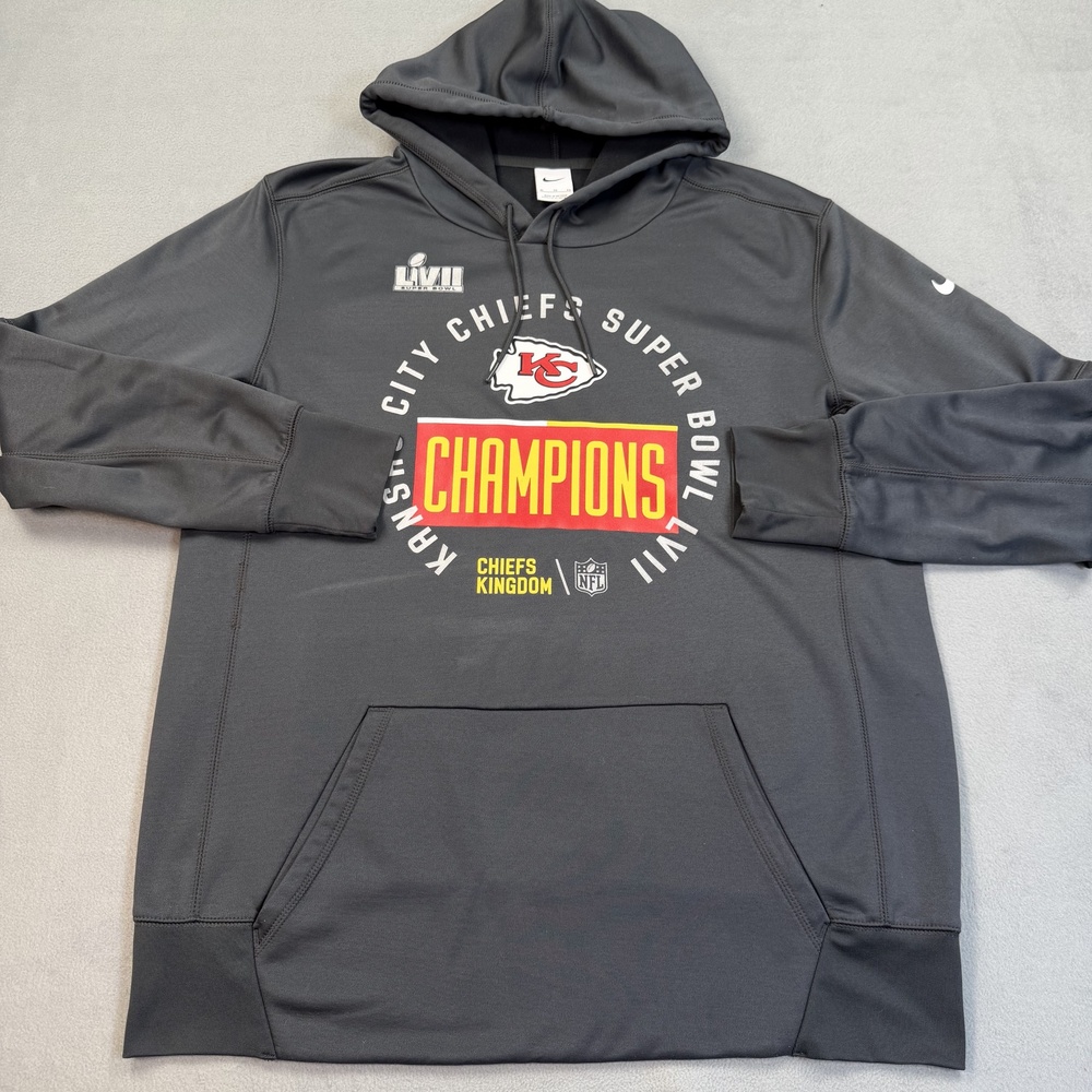 Kansas City Chiefs Hoodie Mens XL Gray NFL Football Nike Super Bowl LVII